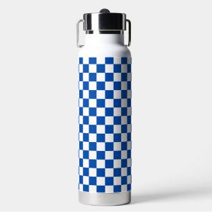 Classic cobalt blue chequerboard water bottle