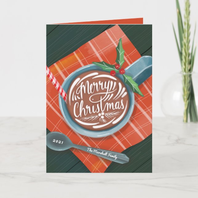 Classic Cocoa Merry Christmas Mug Non-Photo Holiday Card (Front)