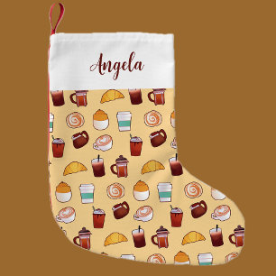 Classic Coffee And Pastries Small Christmas Stocking