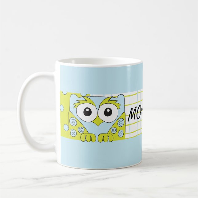 Classic coffee mug "Blue Owl Mummy's Sippy Cup" (Left)