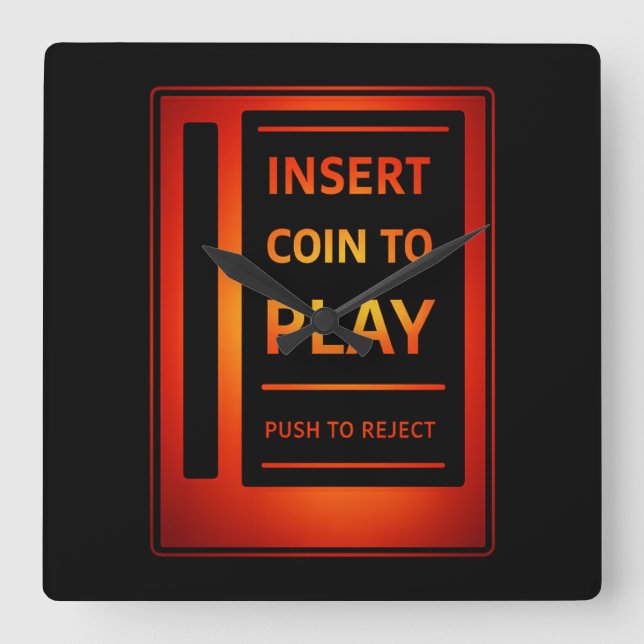 Classic Coin-Op Arcade Wall Clock | Gamer Decor (Front)