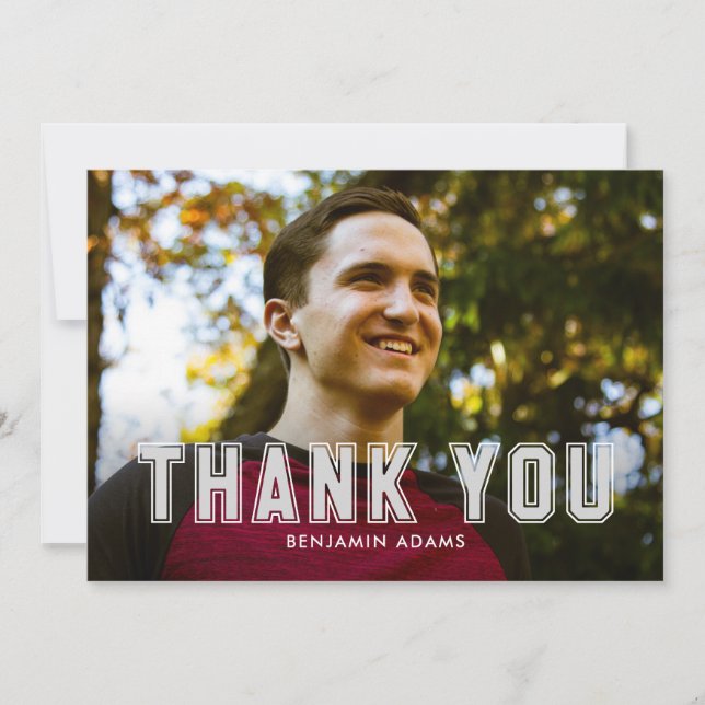 Classic Collegiate Flat Thank You Note Card (Front)