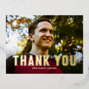 Classic Collegiate FOIL Grad Thank You Postcard