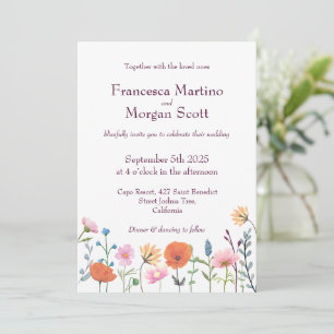 Classic colorful floral greenery wedding invitation