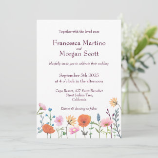 Classic colorful floral greenery wedding invitation