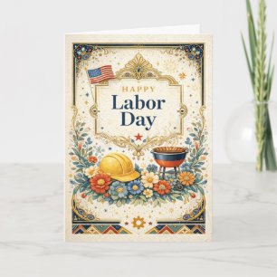 Classic Colorful Happy Labor Day Card