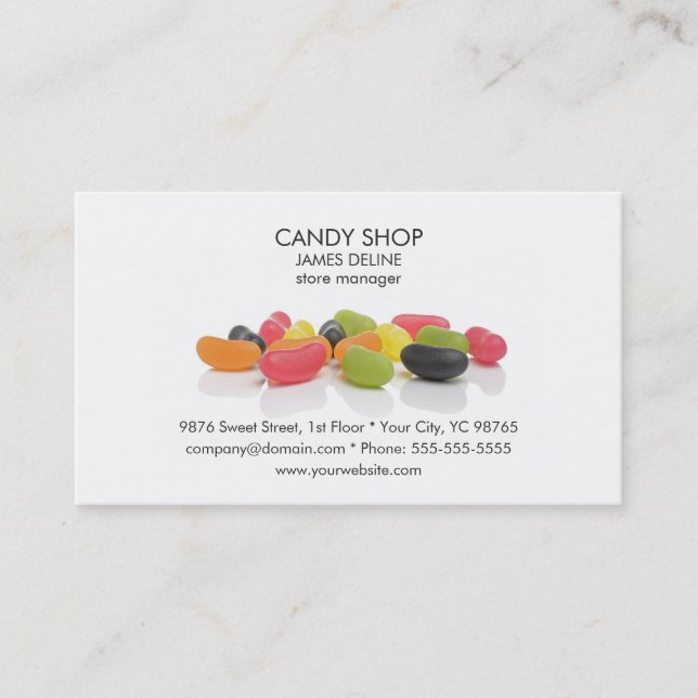 Classic Colourful Candies Candy Shop Business Card (Front)