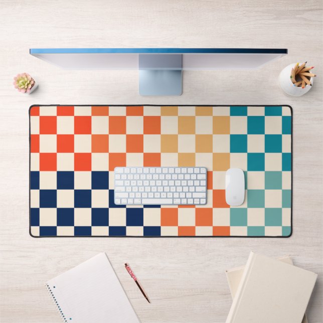 Classic Colourful Chequered Chequerboard Pattern Desk Mat (Office 1)