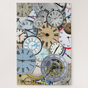Classic Colourful Collage of Distorted Clocks Jigsaw Puzzle