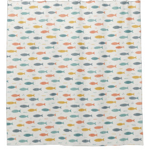 Classic Colourful Fish Pattern on Cream Background Shower Curtain