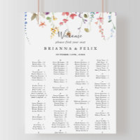 Classic Colourful Floral Alphabetical Seating Char