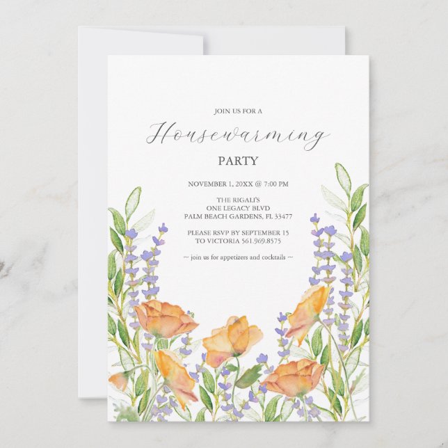 Classic Colourful Floral Housewarming Party  Invitation (Front)