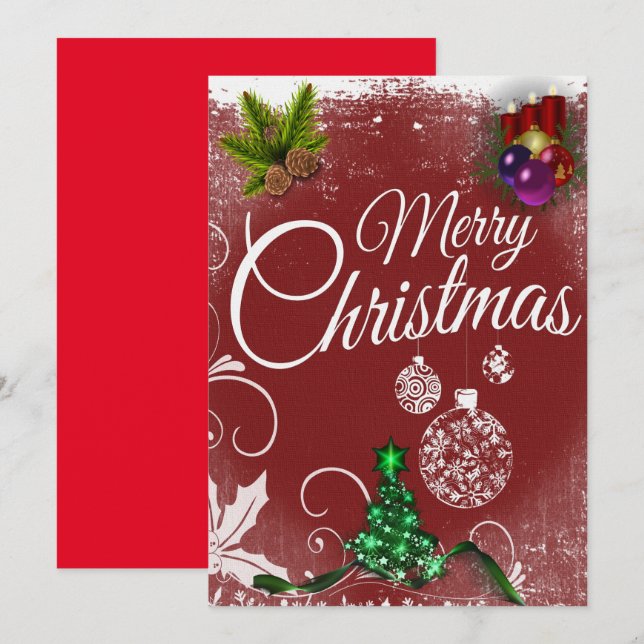 Classic Colourful Merry Christmas Holiday Card (Front/Back)
