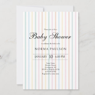 Classic Colourful Vintage Striped Baby Shower Invitation