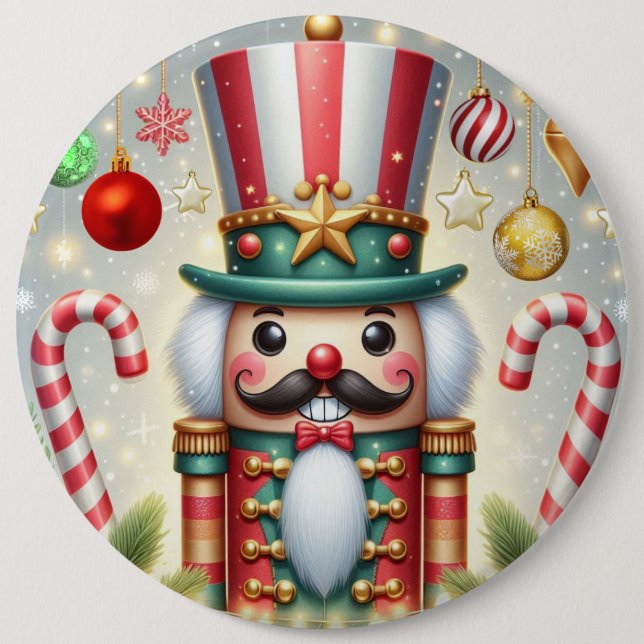 Classic, colourful, whimsical Christmas nutcracker 6 Cm Round Badge (Front)
