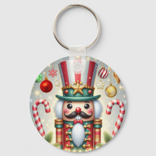 Classic, colourful, whimsical Christmas nutcracker Key Ring