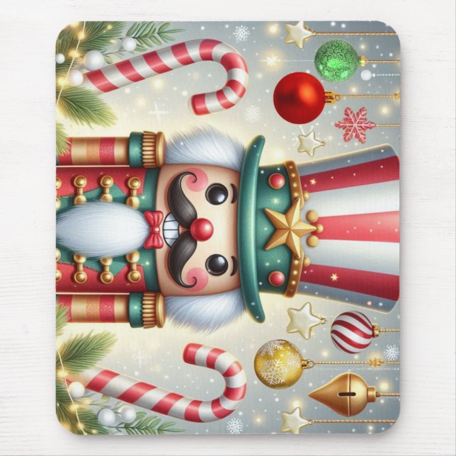 Classic, colourful, whimsical Christmas nutcracker Mouse Mat (Front)