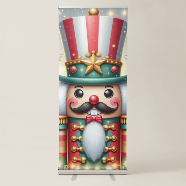 Classic, colourful, whimsical Christmas nutcracker Retractable Banner (Front)