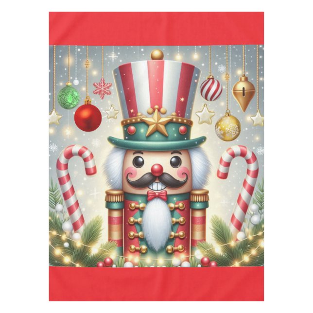 Classic, colourful, whimsical Christmas nutcracker Tablecloth (Front)