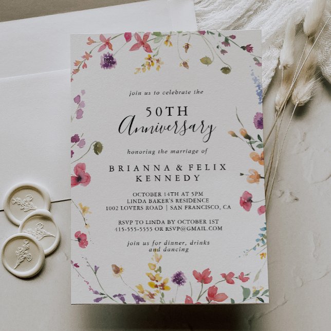Classic Colourful Wild 50th Wedding Anniversary Invitation (Creator Uploaded)