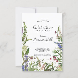 Classic Colourful Wild Bridal Shower Tea Party  Invitation