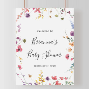Classic Colourful Wild Floral Baby Shower Welcome  Poster