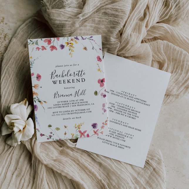 Classic Colourful Wild Floral Bachelorette Weekend Invitation (Creator Uploaded)