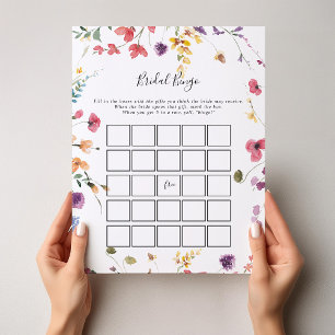 Classic Colourful Wild Floral Bridal Bingo Game