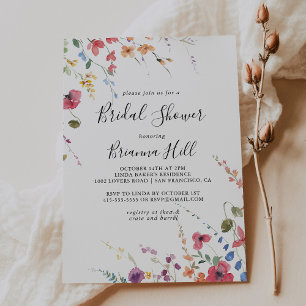Classic Colourful Wild Floral Bridal Shower Invitation