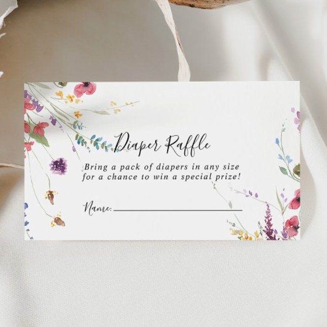 Classic Colourful Wild Floral Diaper Raffle Ticket Enclosure Card (Creator Uploaded)