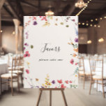 Classic Colourful Wild Floral Favours Sign<br><div class="desc">This classic colourful wild floral favours sign is perfect for a modern wedding or bridal shower. The design features a yellow,  purple,  white wild flowers with foliage in a rose and green watercolor background.</div>