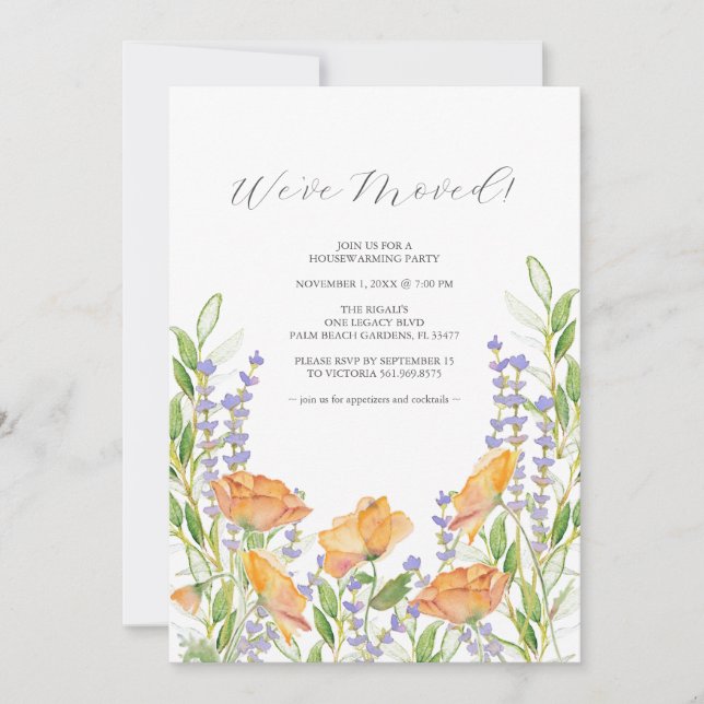 Classic Colourful Wild Floral Housewarming Party  Invitation (Front)