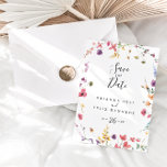 Classic Colourful Wild Floral Save the Date  Postcard<br><div class="desc">This classic colourful wild floral save the date postcard is perfect for a rustic wedding. The design features a yellow,  purple,  white wild flowers with foliage in a rose and green watercolor background.</div>
