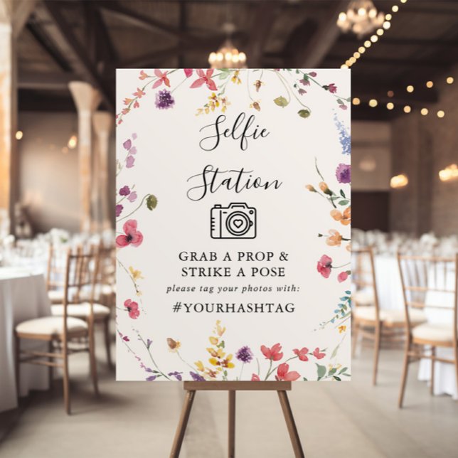 Classic Colourful Wild Floral Selfie Station Sign (Creator Uploaded)