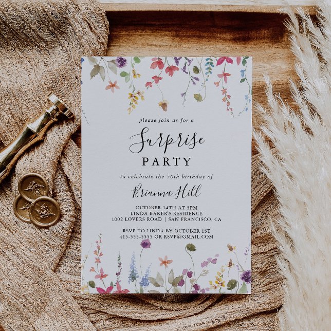 Classic Colourful Wild Floral Surprise Party  Invitation (Creator Uploaded)