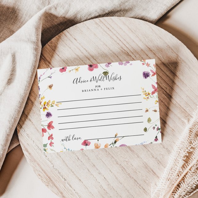 Classic Colourful Wild Floral Wedding Advice Card (Creator Uploaded)