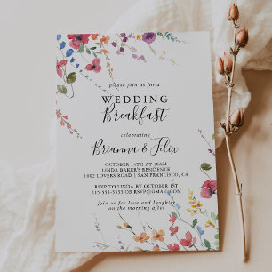 Classic Colourful Wild Floral Wedding Breakfast Invitation