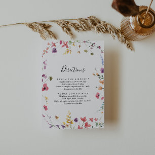 Classic Colourful Wild Floral Wedding Directions Enclosure Card