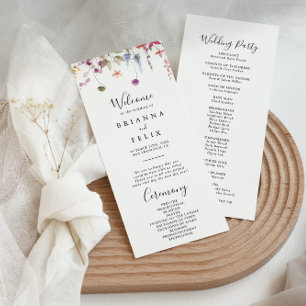 Classic Colourful Wild Floral Wedding Program Programme