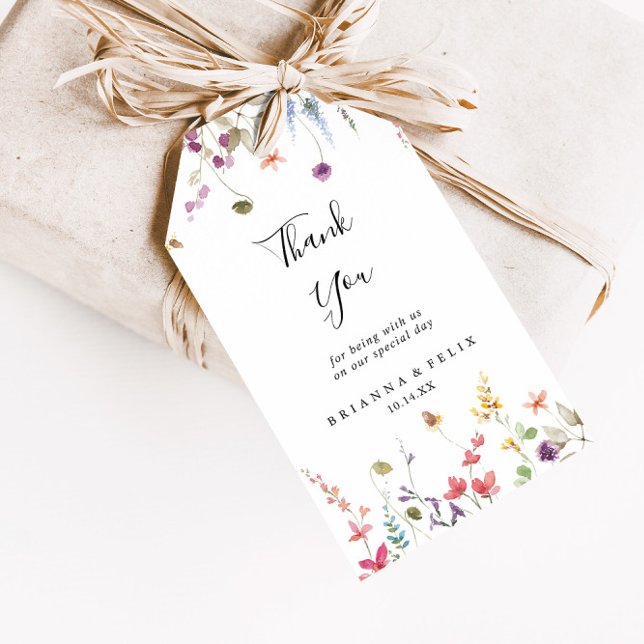 Classic Colourful Wild Floral Wedding Thank You  Gift Tags (Creator Uploaded)