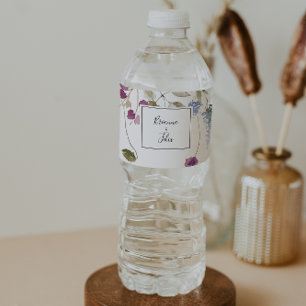 Classic Colourful Wild Floral Wedding  Water Bottle Label