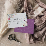 Classic Colourful Wild Horizontal Save the Date  Postcard<br><div class="desc">This classic colourful wild horizontal save the date postcard is perfect for a rustic wedding. The design features a yellow,  purple,  white wild flowers with foliage in a rose and green watercolor background.</div>