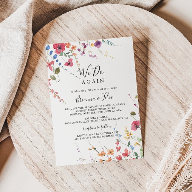 Classic Colourful Wild We Do Again Vow Renewal  Invitation (Creator Uploaded)