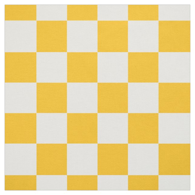 Classic Colourful Yellow White Chequered Gingham Fabric (Swatch)