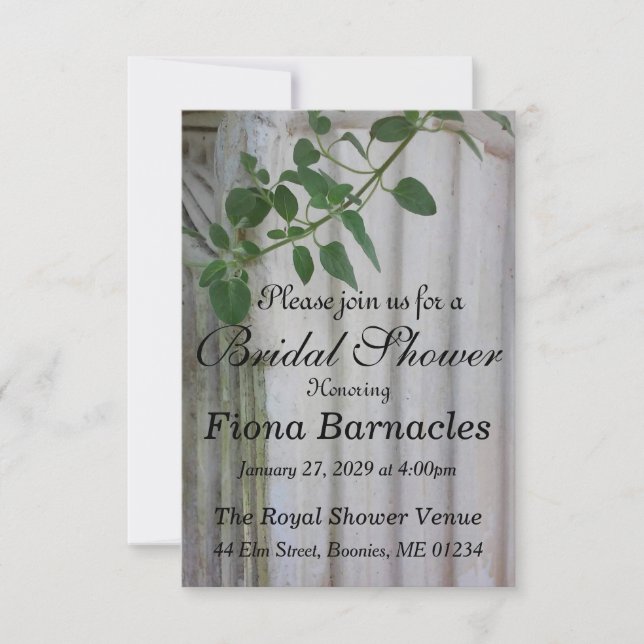 Classic Column with Vine Bridal Shower Invitation (Front)