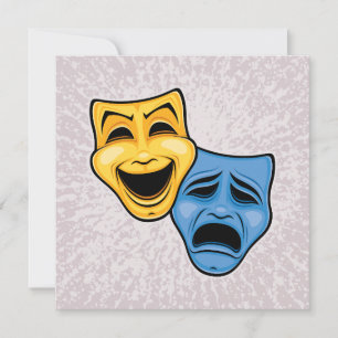 Classic Comedy And Tragedy Theatrical Masks Holiday Card