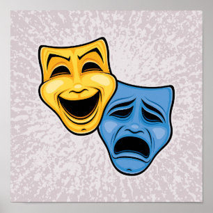 Classic Comedy And Tragedy Theatrical Masks Poster