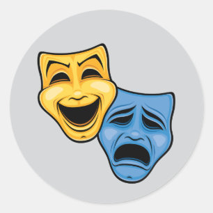 Classic Comedy And Tragedy Theatrical Masks Round Sticker