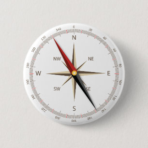 Classic compass 6 cm round badge