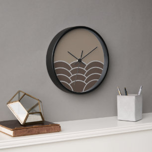 Classic Contemporary Scalloped Scales Art Pattern Clock